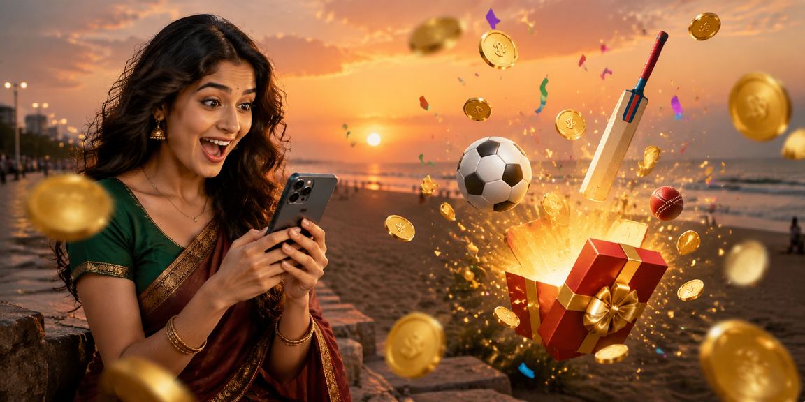 Chennai coastal view with happy lottery winners celebrating